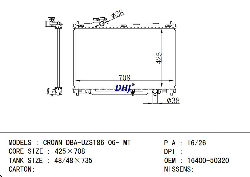 16400-50320 TOYOTA CROWN DBA-UZS186 06-AT/MT radiator-Auto