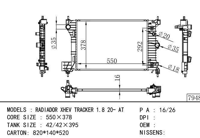  Car Radiator for  GM,DODGE Chevrolet Sonic LS L4 1.6L 13-15 AT