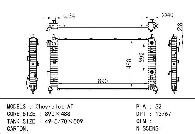  Car Radiator for  GM,DODGE Chevrolet AT *