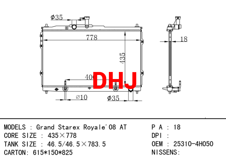 HYUNDAI Radiator 25310-4H050 Grand Starex Royale'08 AT