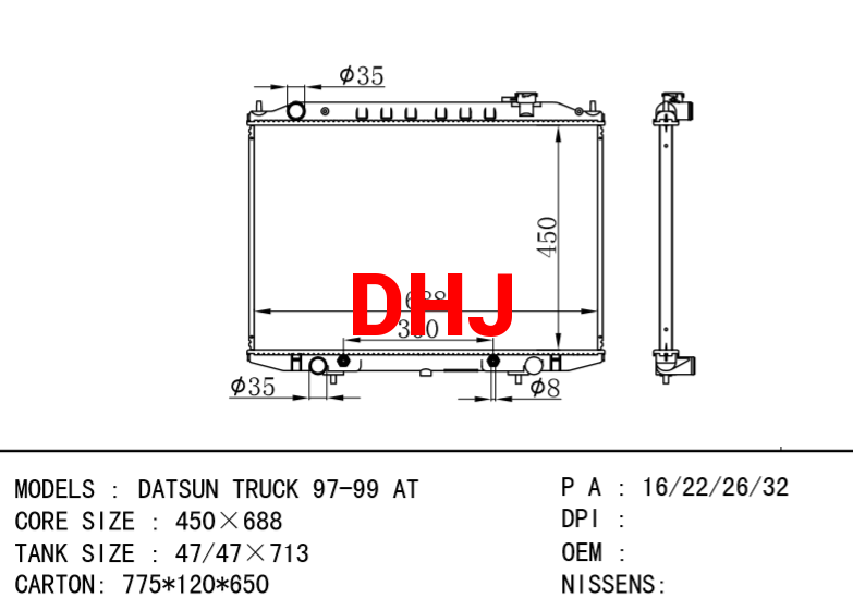 NISSAN DATSUN TRUCK 97-99 AT MT radiator