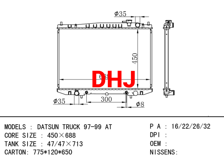 NISSAN radiator 21410-3S100 21410-3S210 MT DATSUN TRUCK 97-99 AT