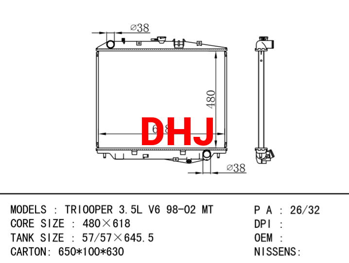 ISUZU TRIOOPER 3.5L V6 98-02 MT radiator