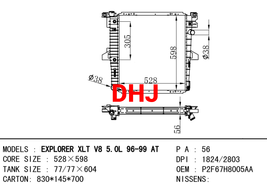 FORD EXPLORER radiator F67H8005AA F67Z8005AB P2F67H8005AA