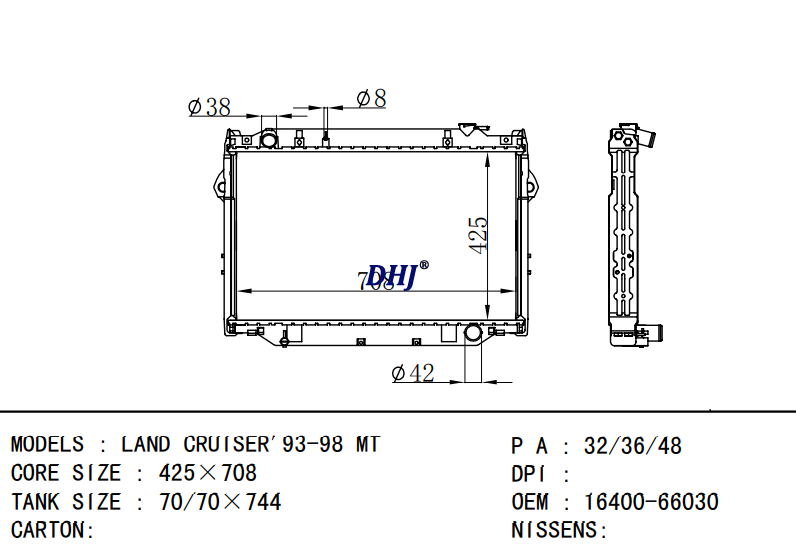 TOYOTA LAND CRUISER radiator 16400-66030  16400-66091 16400-66101 1640066040 1640