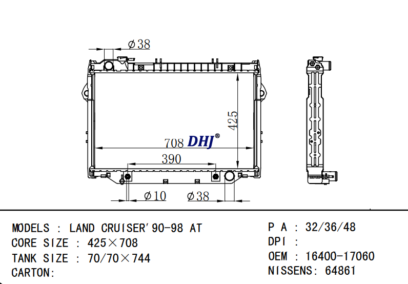 TOYOTA LAND CRUISER radiator 16400-17060 16400-17030