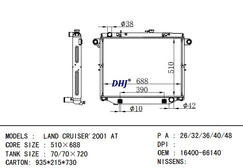 TOYOTA LAND CRUISER radiator  LEXUS 16400-66110 16400-50211 16400-50210 16400-661