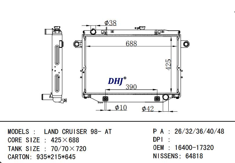 TOYOTA LAND CRUISER radiator 16400-66130 16400-17321 16400-17320 16400-17330 1640