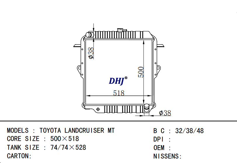 TOYOTA TOYOTA LANDCRUISER MT radiator