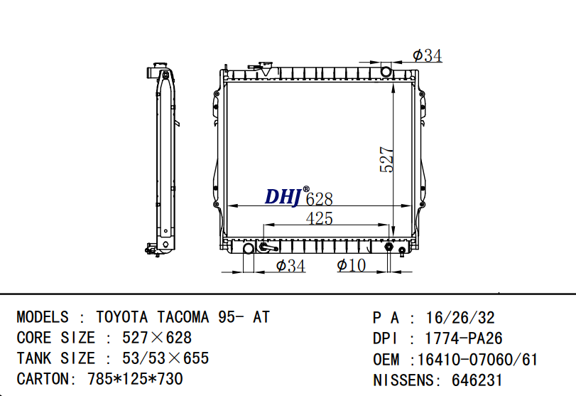 16410-07061 16410-07060 TOYOTA TACOMA radiator