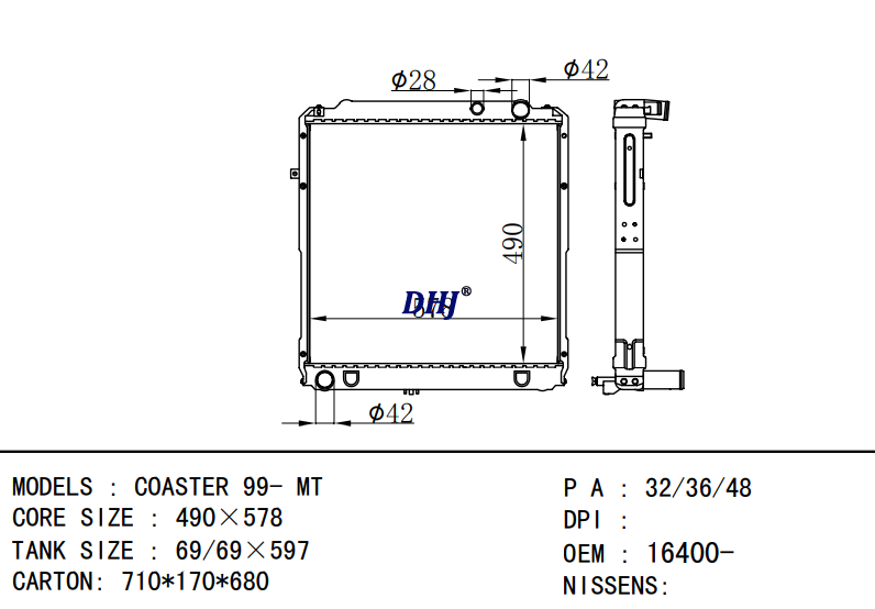 TOYOTA COASTER 99- MT radiator