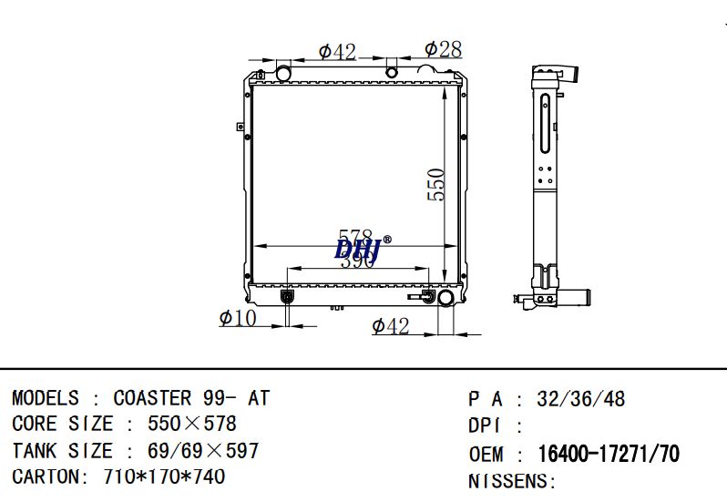 16400-17271 16400-17270 TOYOTA  COASTER 99- AT radiator