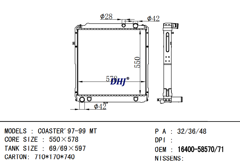 16400-58570 16400-58571 TOYOTA COASTER'97-99 MT radiator