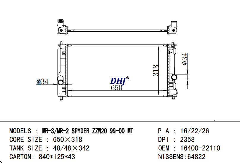 16400-22110 TOYOTA MR-S MR-2SPYDER ZZW20 99-00 MT III (ZZW3_)