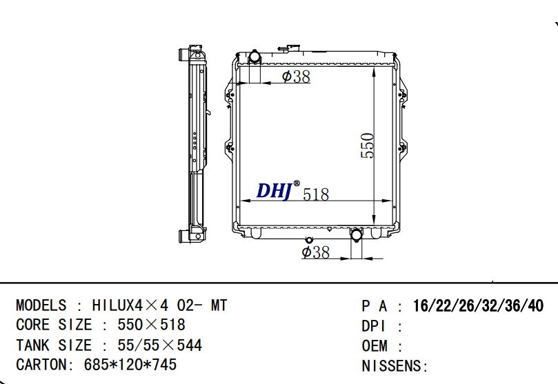 TOYOTA HILUX4×4 02- AT/MT radiator