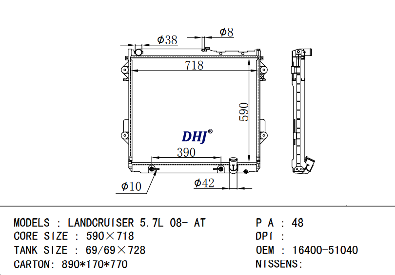 TOYOTA LANDCRUISER radiator 16400-51040 16400-50381