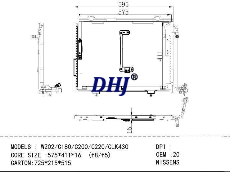 2028300870 Condenser for BENZ W202/C180/C200/C220/ CLK 430