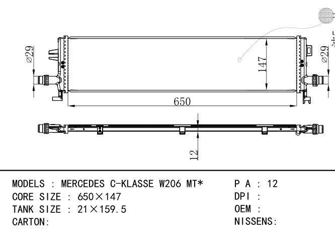  Car Radiator for BENZ MERCEDES C-KLASSE W206 MT*
