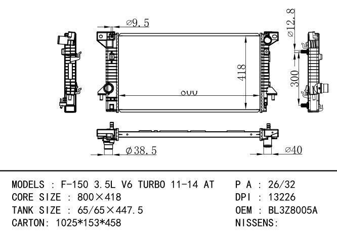 BL3Z8005A Car Radiator for FORD EXPEDITION 15- AT