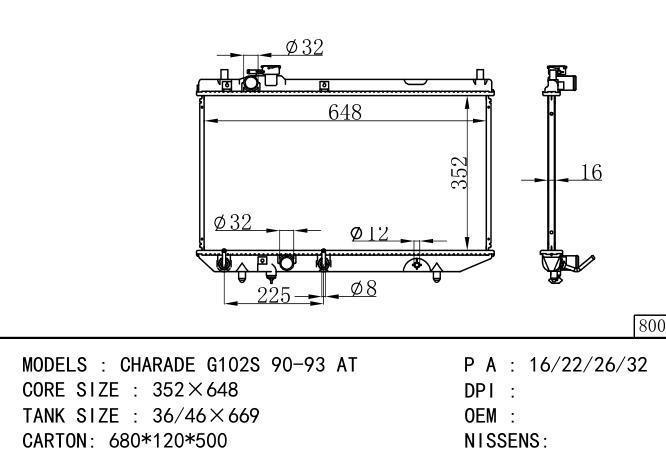 *16400-87F28-000 Car Radiator for DAIHATSU  CHARADE G102S'