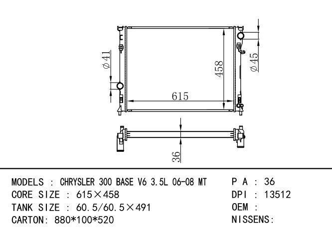  Car Radiator for  GM,DODGE CHRYSLER 300 BASE V6 3.5L 06-08 MT