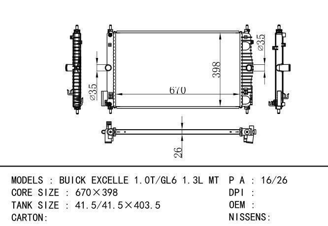  Car Radiator for  GM,DODGE BUICK EXCELLE 1.0T/GL6 1.3L MT