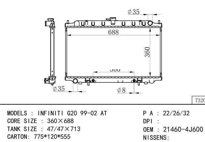 *21460-4J600 Car Radiator for NISSAN Infiniti G20