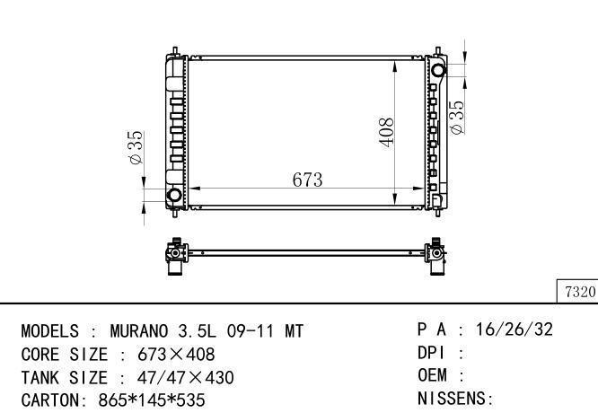  Car Radiator for NISSAN MURANO 3.5L V6