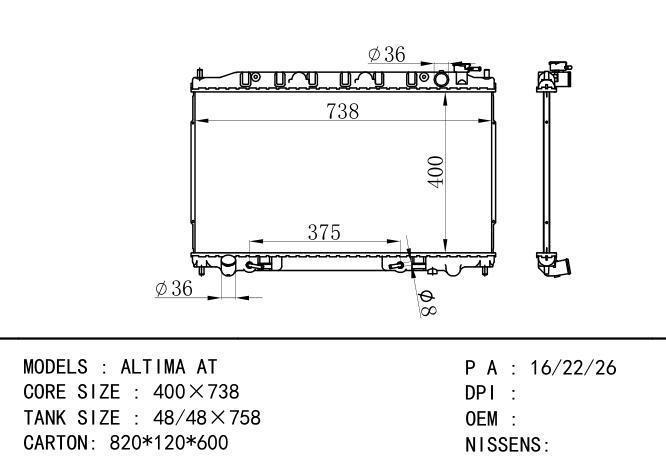  Car Radiator for NISSAN ALTIMA