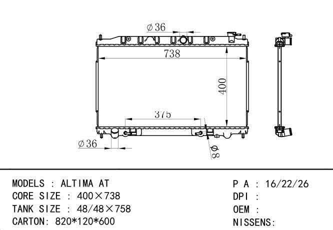  Car Radiator for NISSAN ALTIMA