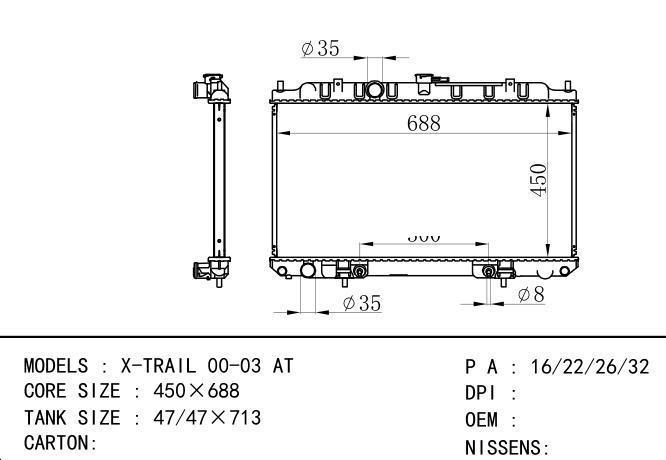 *21460-8H303 Car Radiator for NISSAN  X-TRAIL