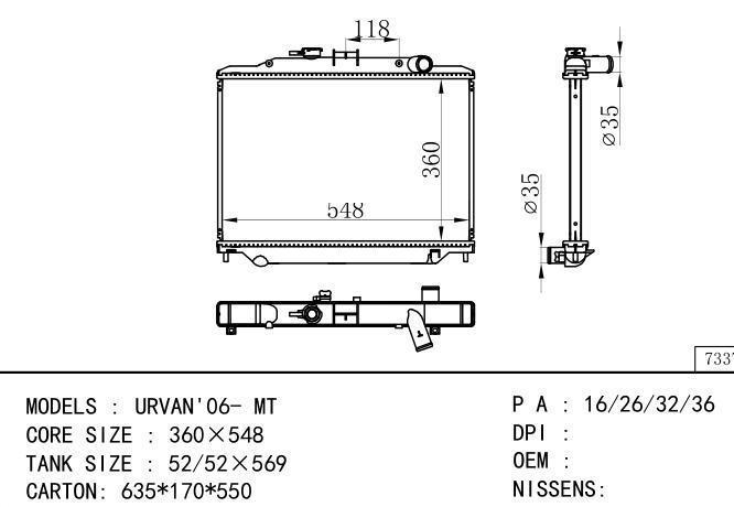  Car Radiator for NISSAN UNVAN'