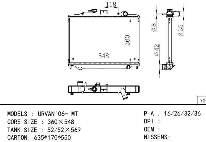  Car Radiator for NISSAN UNVAN 2.4'