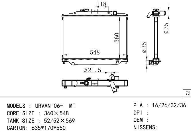  Car Radiator for NISSAN UNVAN'