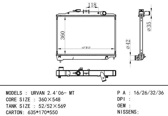  Car Radiator for NISSAN UNVAN 2.4'