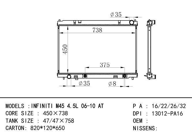  Car Radiator for NISSAN INFINITI M45 4.5L