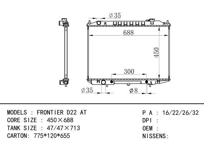  Car Radiator for NISSAN BD22-TD27