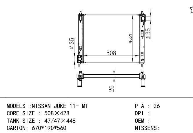  Car Radiator for NISSAN NISSAN JUKE