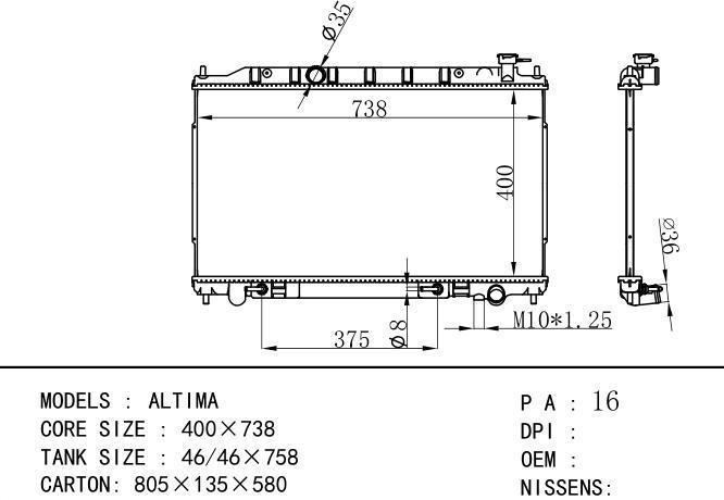  Car Radiator for NISSAN ALTIMA