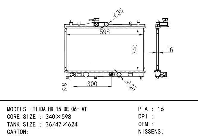  Car Radiator for NISSAN TIIDA HR 15 DE 06- AT