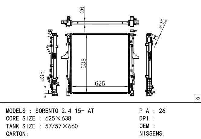  Car Radiator for KIA SORENTO 2.4 15-