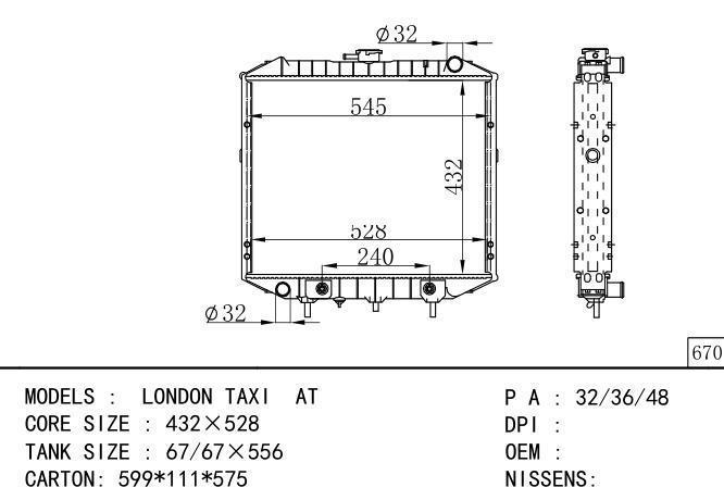  Car Radiator for  LONDON TAX LONDON Taxi