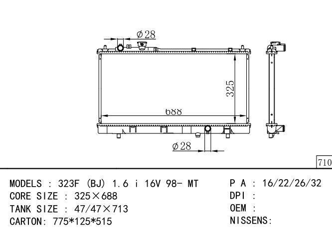 ZL0215200/ZL0415200*ZL02-ZL05-15-200 Car Radiator for MAZDA 323F (BJ) 1.6 I 16V