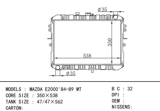  Car Radiator for MAZDA MAZDA E2000'