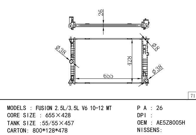 *AE5Z8005H Car Radiator for MAZDA FUSION 2.5L/3.5L V6