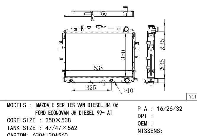  Car Radiator for MAZDA MAZDA E SERIES VAN DIESEL 84-06 FORD ECONOVAN JH DIESEL 99-AT
