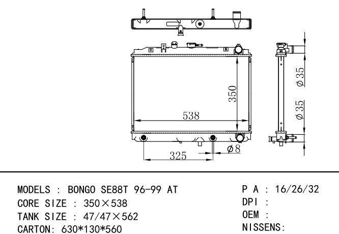  Car Radiator for MAZDA BONGO SE88T 96-99 AT