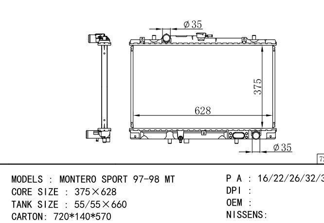  Car Radiator for MITSUBISHI MONTERO  SPORT