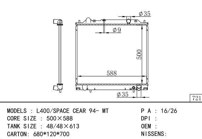  Car Radiator for MITSUBISHI L400-SPACE CEAR