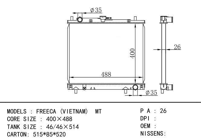  Car Radiator for MITSUBISHI FREECA(VIETNAM)